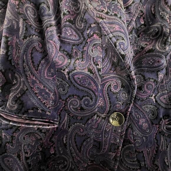 Lafayette 148 New York Velvet Paisley Blazer 12 | Purple Lined Y2K Glam Jacket - Picture 12 of 12
